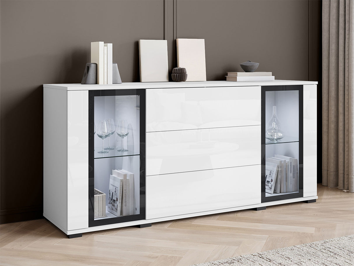 Komód CARO SB 150, Szín: Fehér + Fényes fehér, -világítás: Igen 4409470