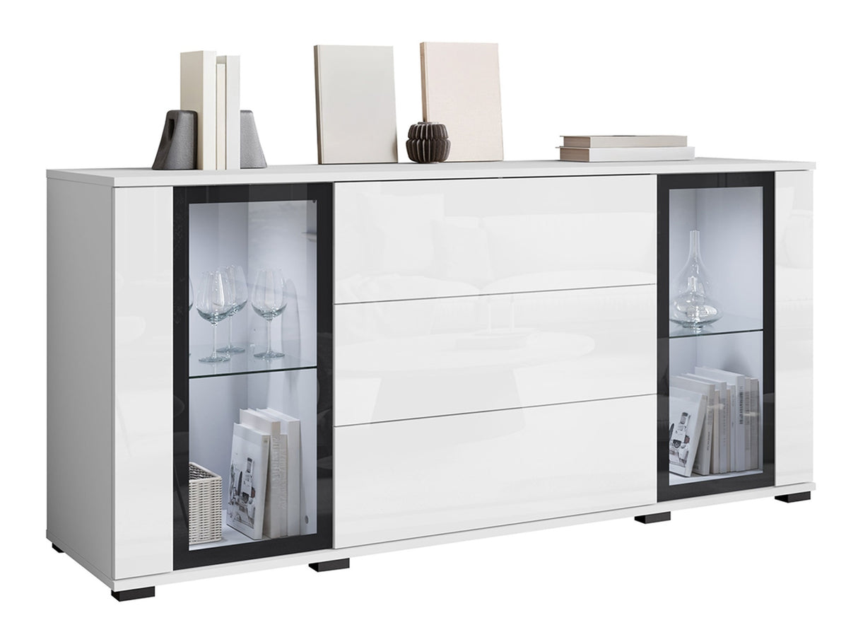 Komód CARO SB 150, Szín: Fehér + Fényes fehér, -világítás: Igen 4409528