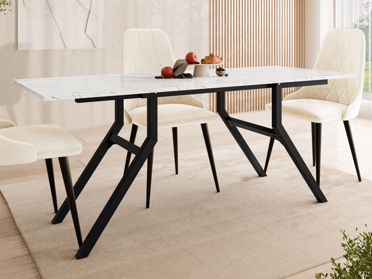 Kihajtható dohányzóasztal XENA BIS, Szín: Fehér márvány 4417529