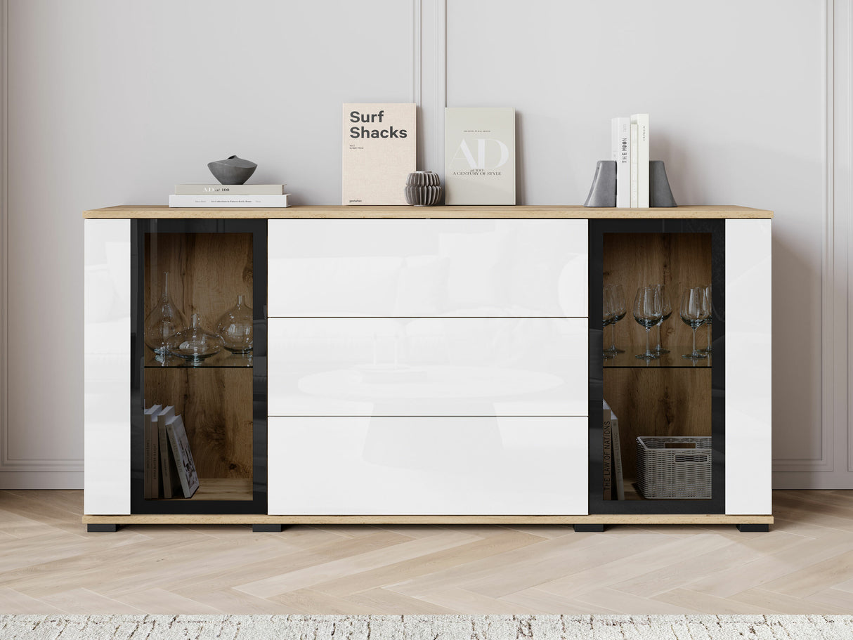 Komód CARO SB 150, Szín: Wotan tölgy + Fényes fehér, -világítás: Nem 4417717