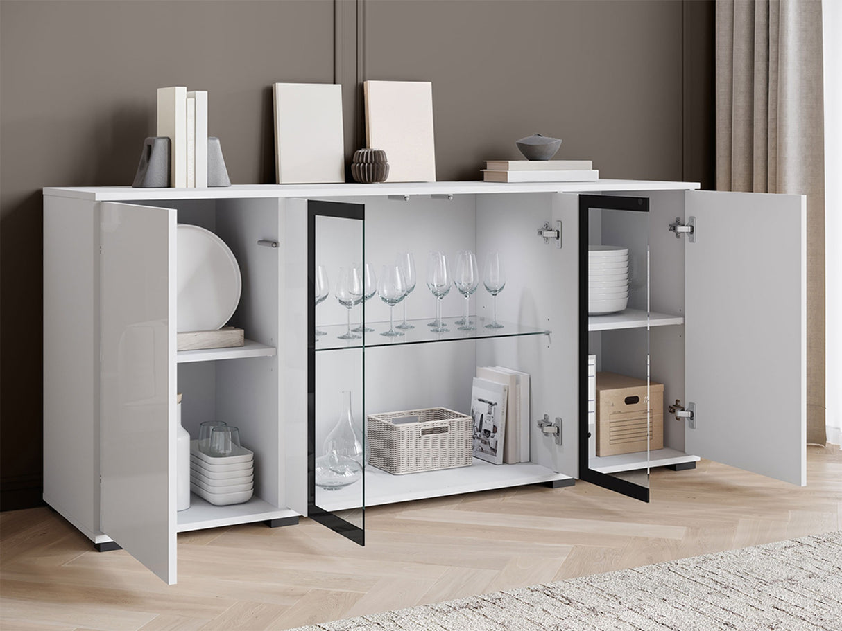 Szekrény CARO SB 154, Szín: Fehér + Fényes fehér, -világítás: Nem 4419019