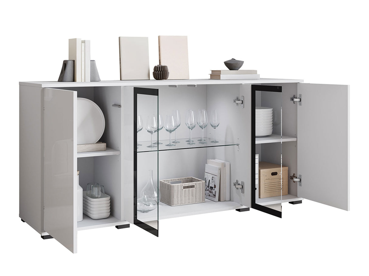 Szekrény CARO SB 154, Szín: Wotan tölgy + Fényes fehér, -világítás: Nem 4419057