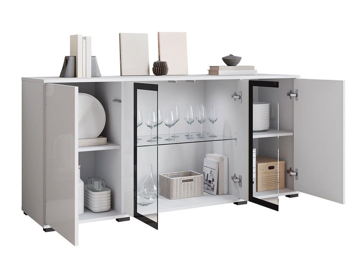 Szekrény CARO SB 154, Szín: Wotan tölgy + Fényes fehér, -világítás: Igen 4419081