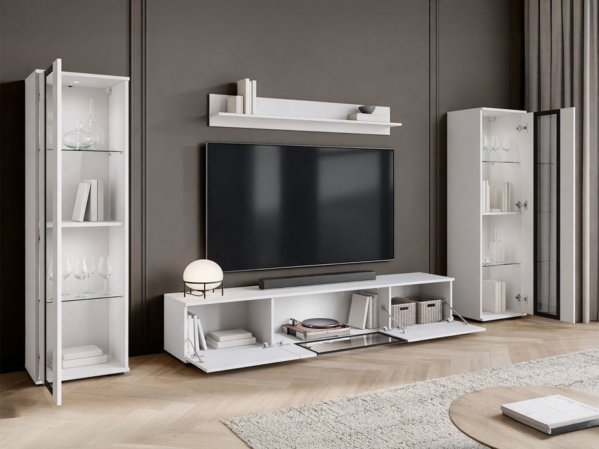 Nappali szett CARO, Szín: Wotan tölgy + Fényes fehér, -világítás: Nem 4420556