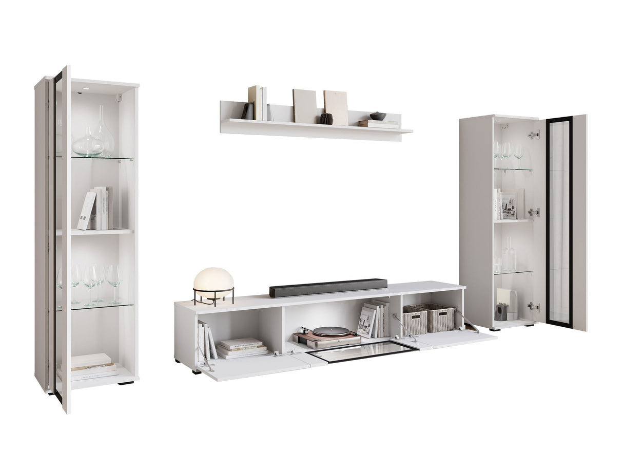 Nappali szett CARO, Szín: Fehér + Fényes fehér, -világítás: Nem 4420613