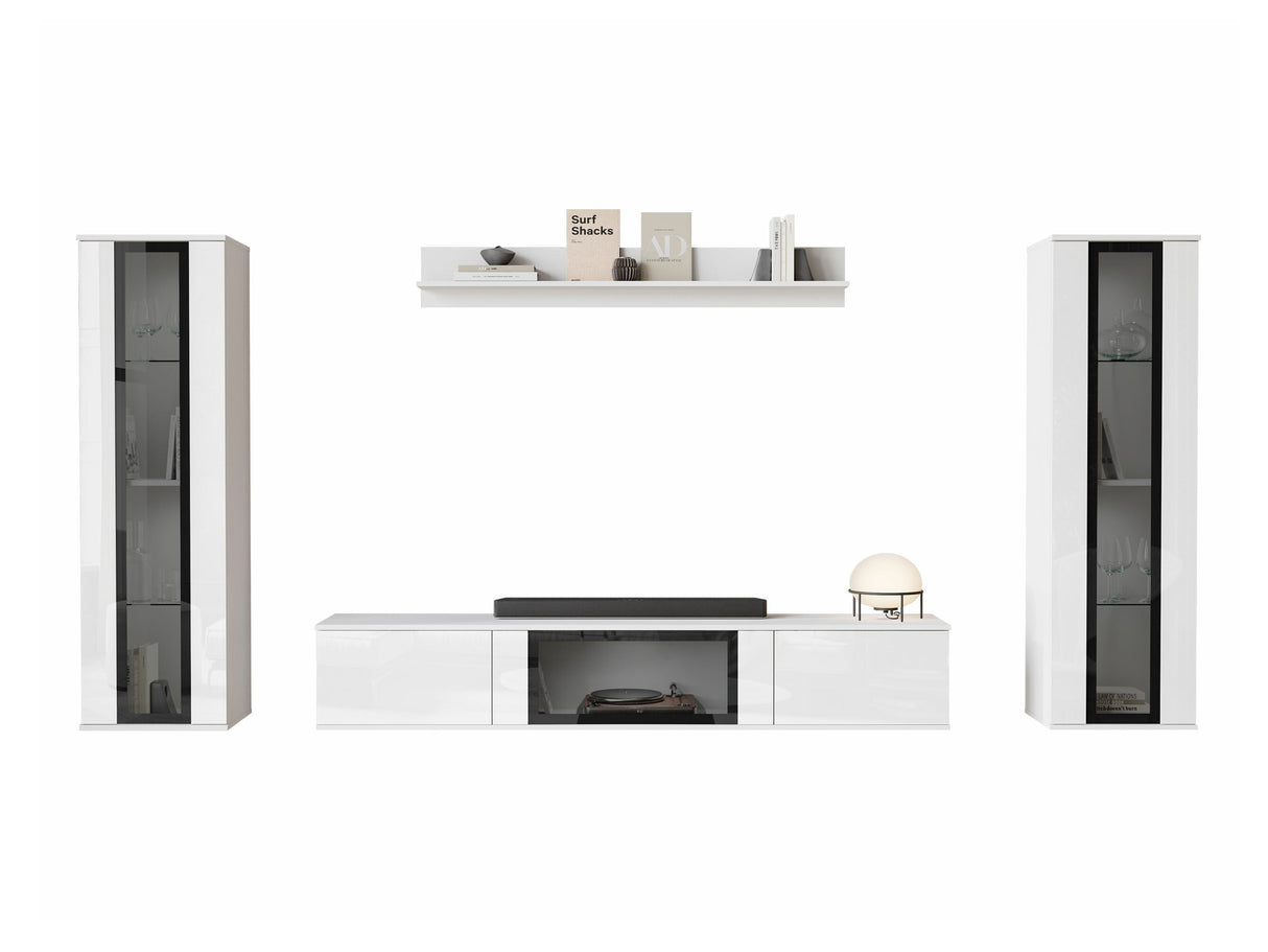 Nappali szett CARO, Szín: Fehér + Fényes fehér, -világítás: Nem 4420621