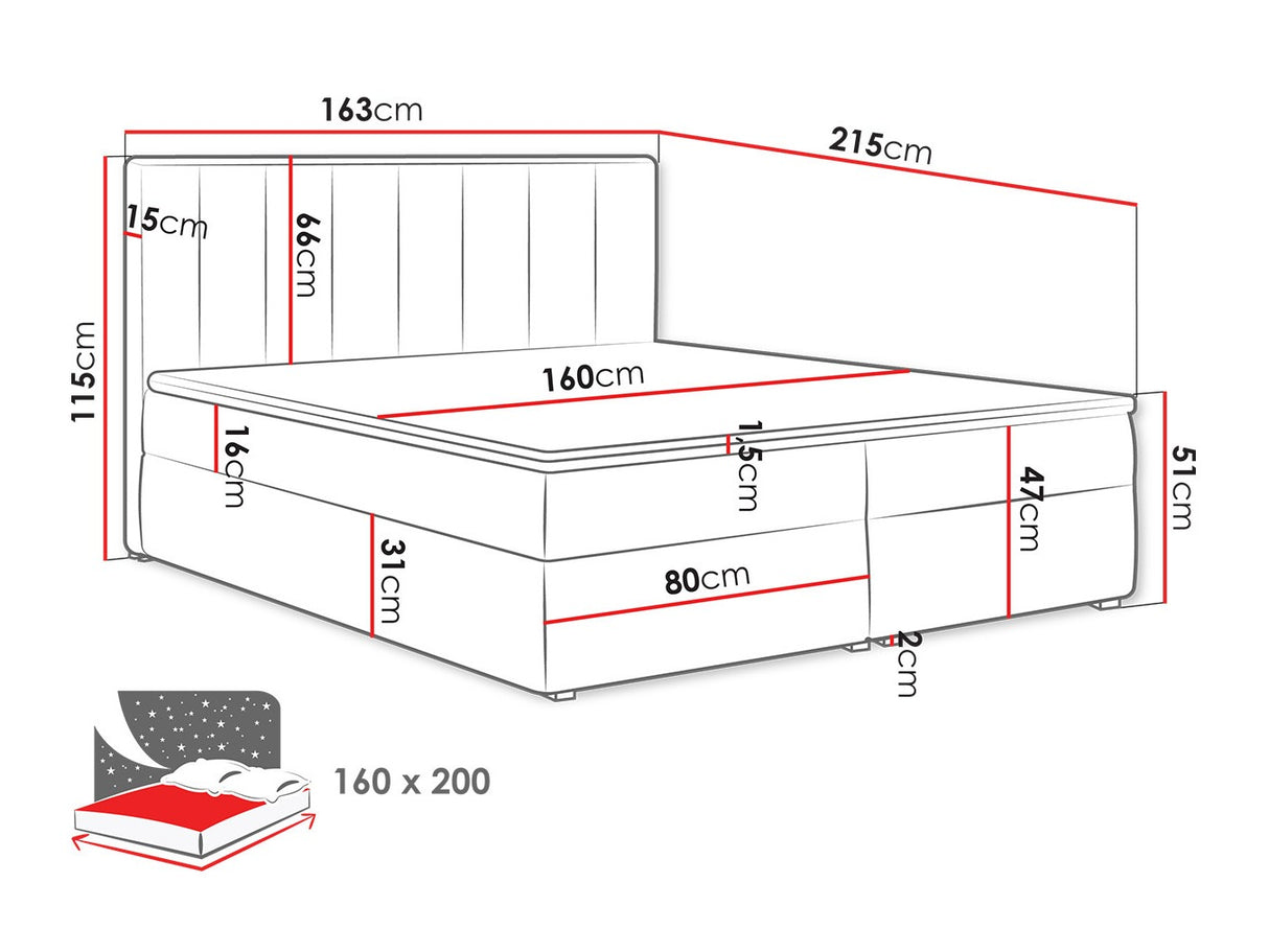 Kontinentális ágy IDEAL BOX (Sonden Box), Szín: Magic bársony 2206, Alvó felület mérete: 160 x 200 cm 4425331