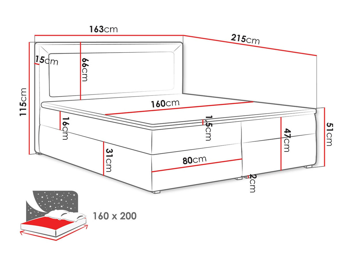 Kontinentális ágy MODEN BOX (Koay Box), Szín: Victoria 14 867, Alvó felület mérete: 160 x 200 cm 4425372