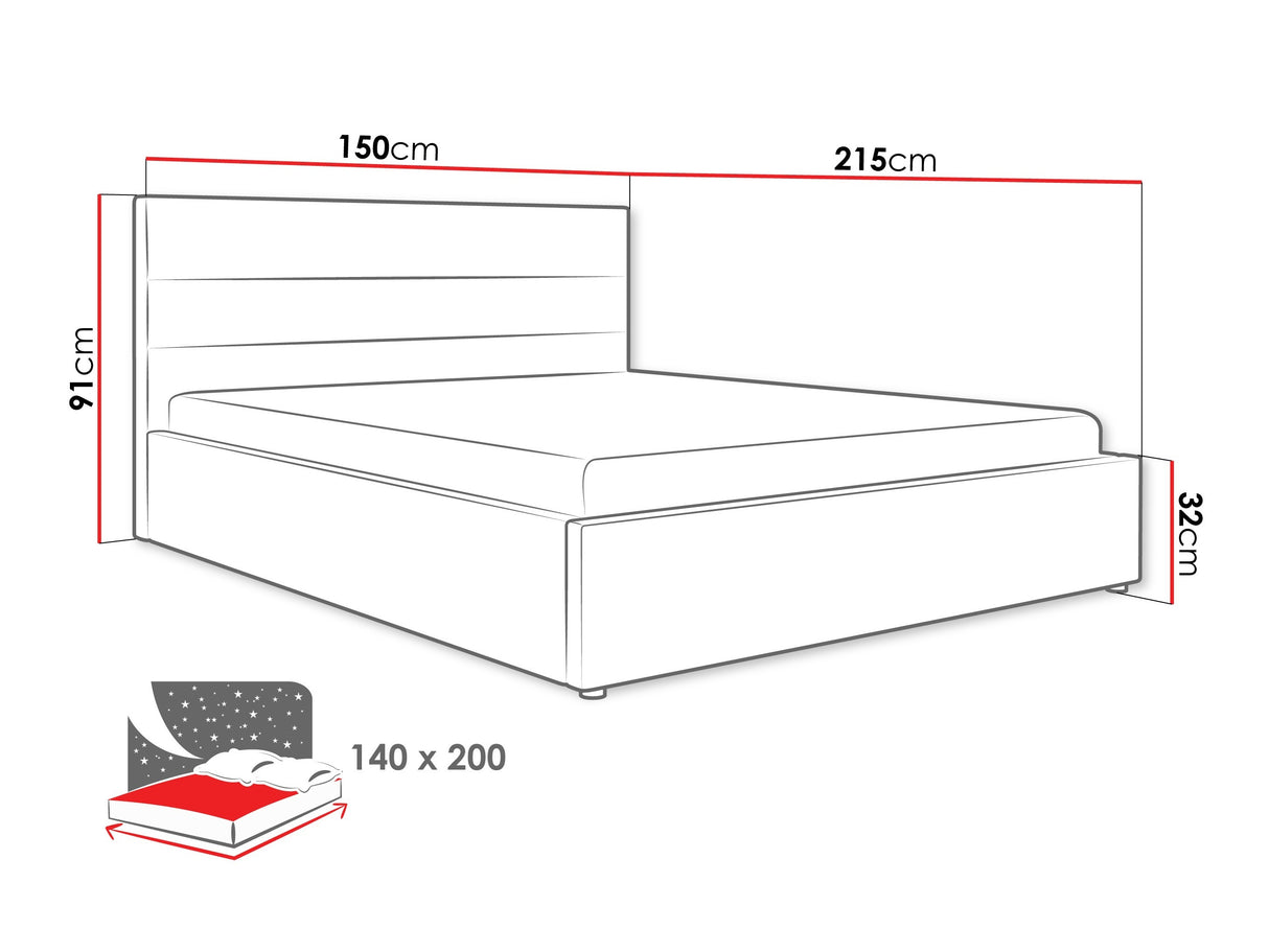 Ágy LUTKO, Szín: Szürke, Alvó felület mérete: 140 x 200 cm 4426389