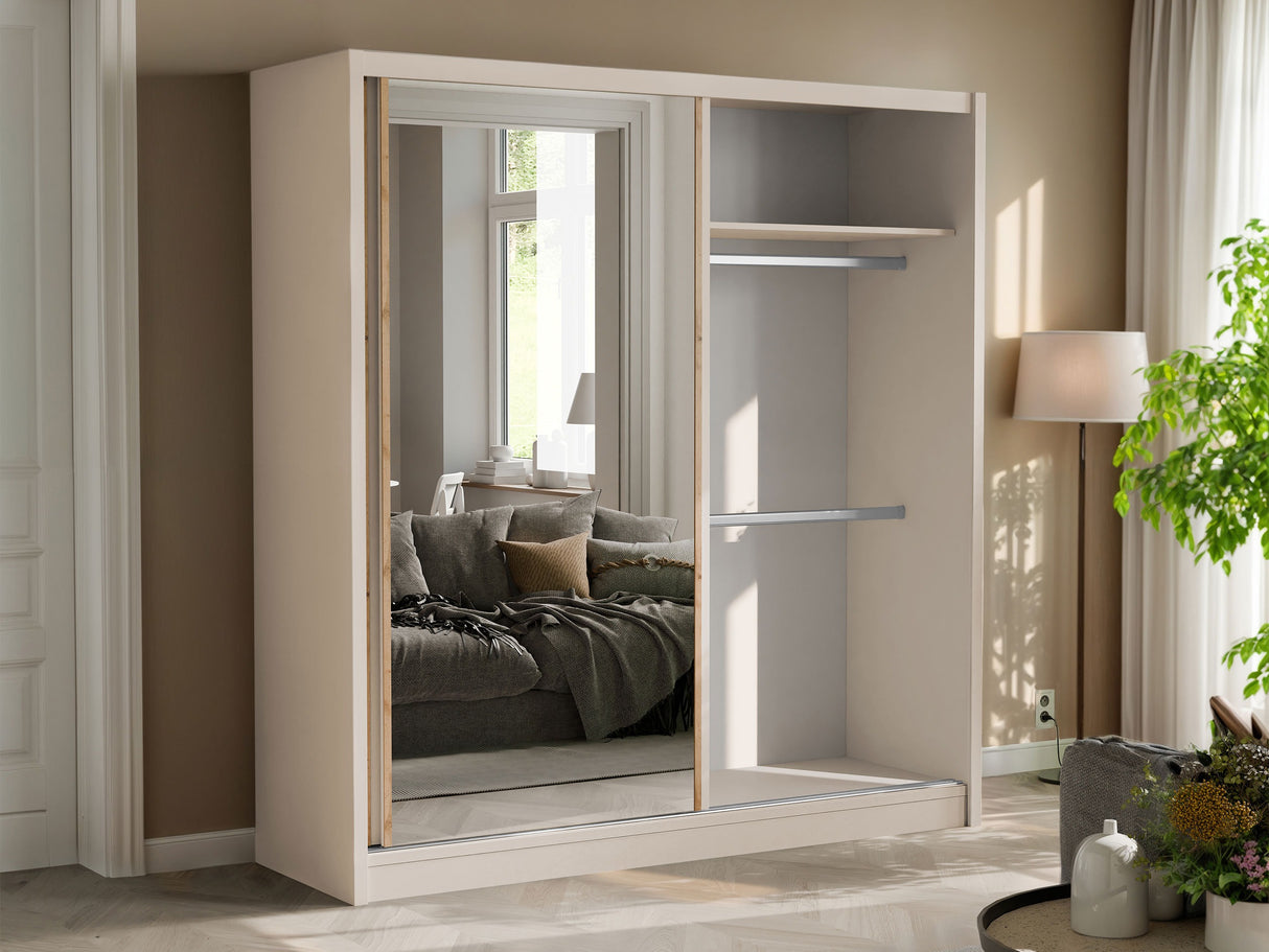 Gardróbszekrény LONDON LUX 203, Szín: Kasmír + Wotan tölgy