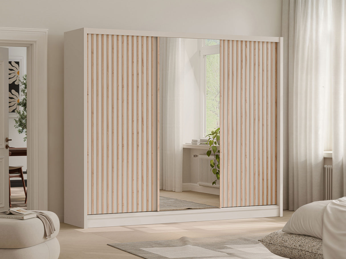Gardróbszekrény LONDON LUX 250, Szín: Kasmír + Wotan tölgy
