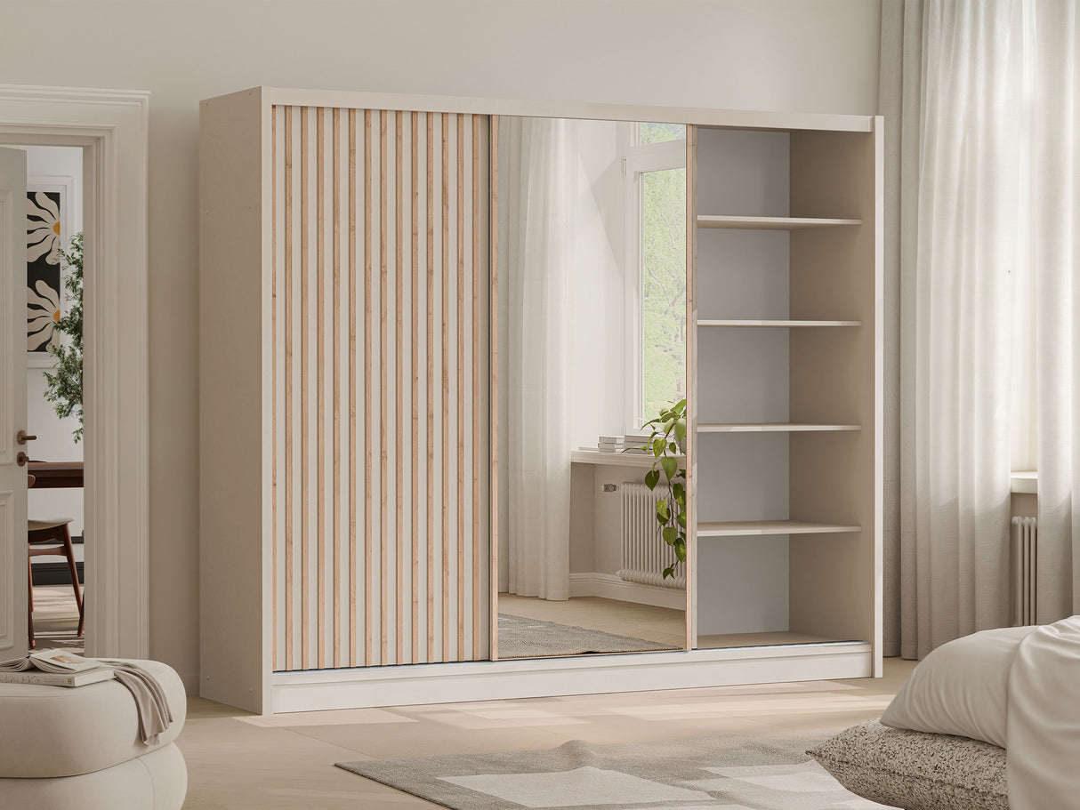Gardróbszekrény LONDON LUX 250, Szín: Kasmír + Wotan tölgy