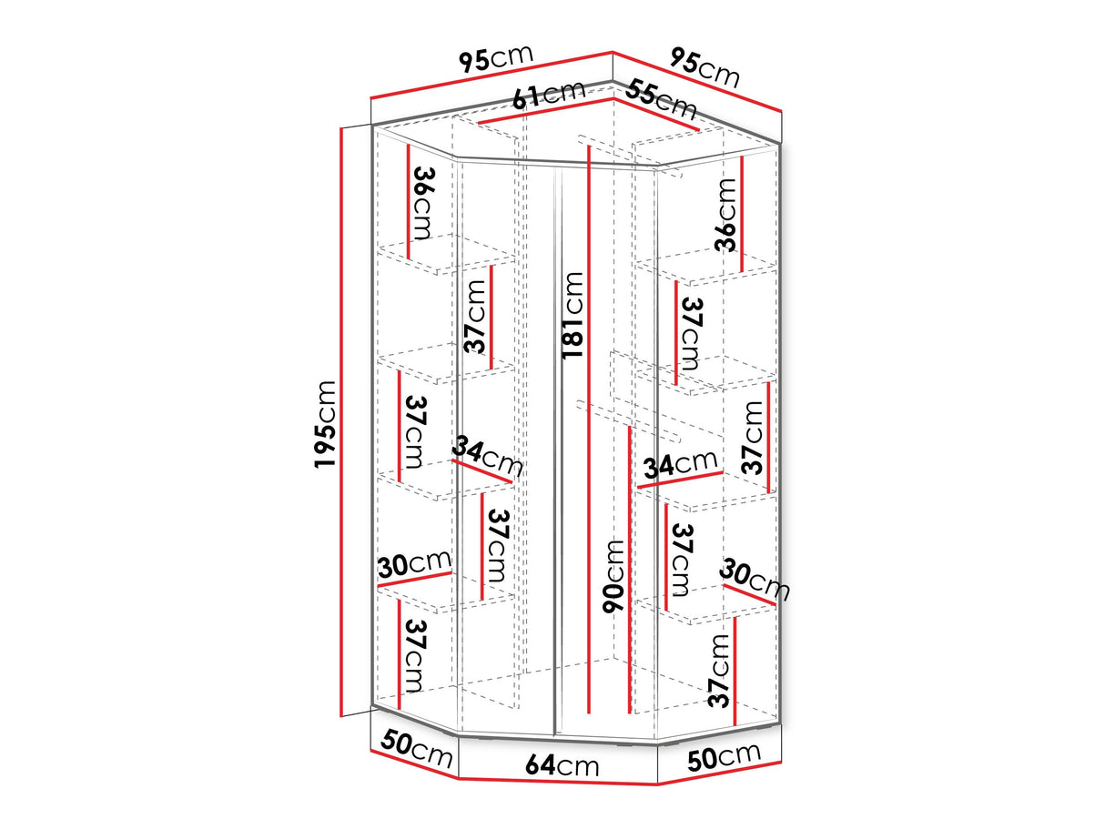 Sarokszekrény LUCA SYSTEM 2, Szín: Poros zöld + Tölgy