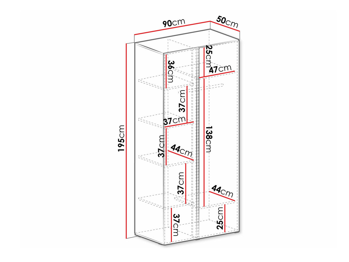 Gardróbszekrény LUCA SYSTEM 3, Szín: Poros zöld + Tölgy