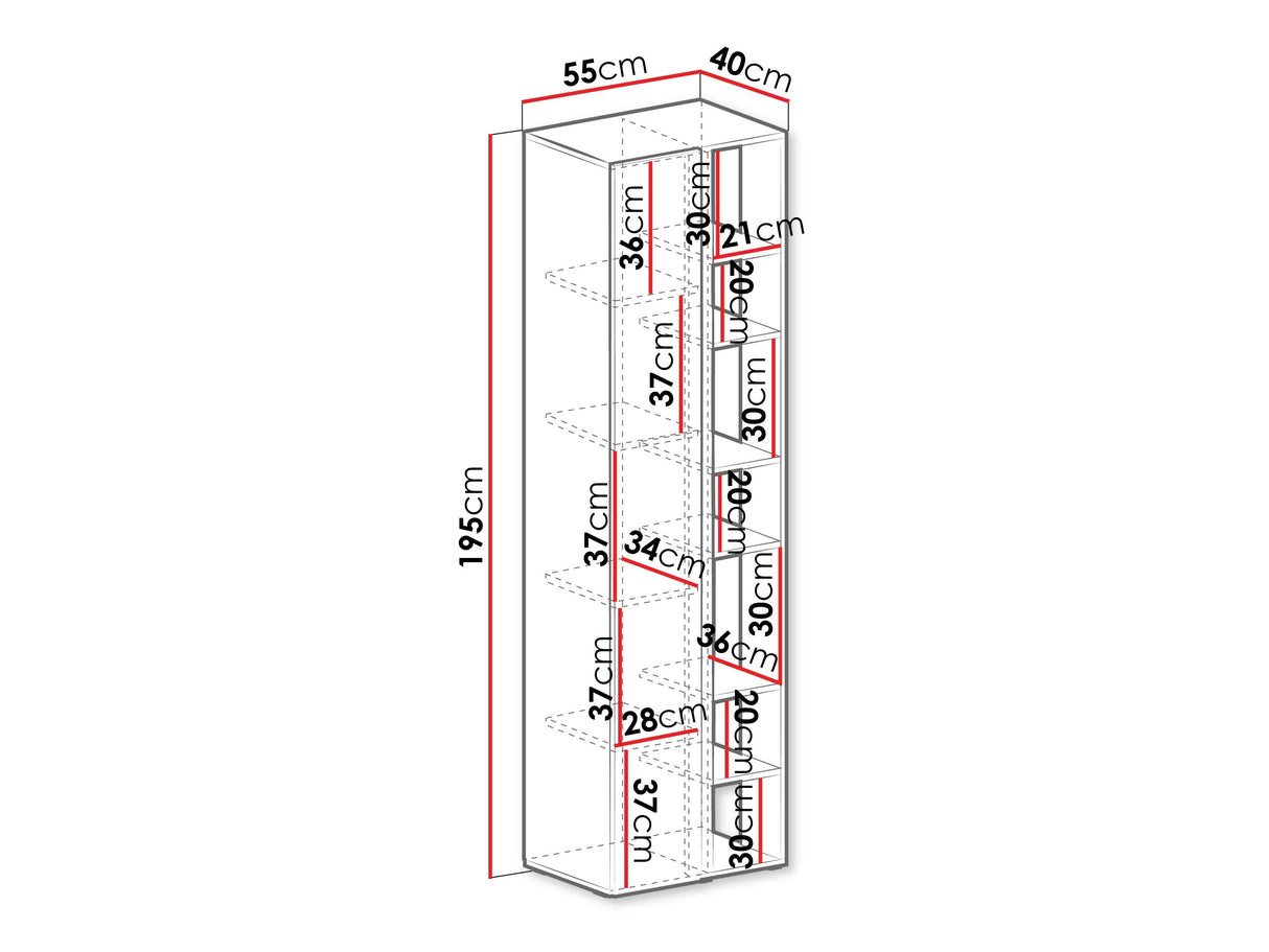 Könyvespolc LUCA SYSTEM 4, Szín: + Tölgy