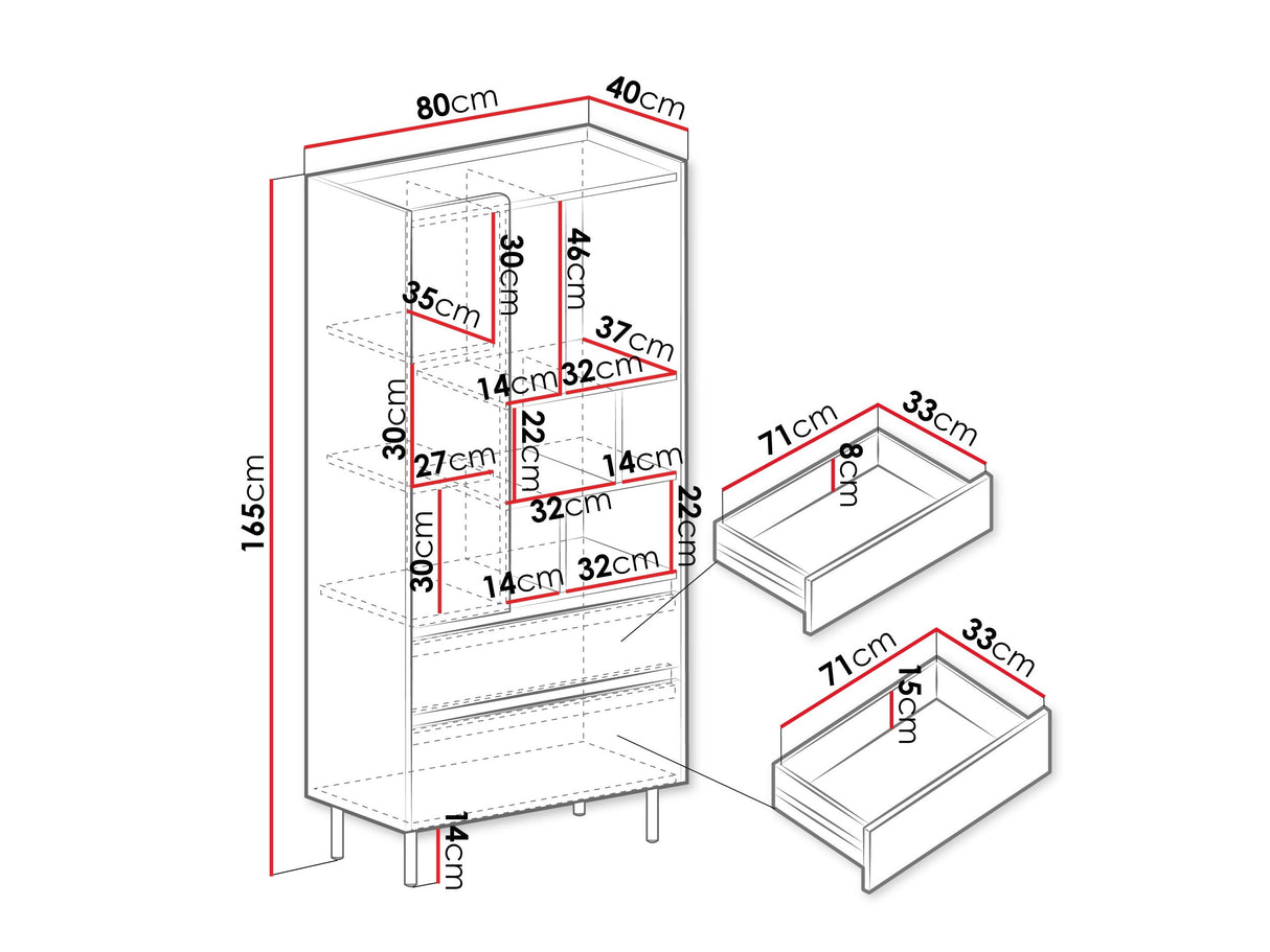 Könyvespolc LUCA SYSTEM 6, Szín: + Tölgy