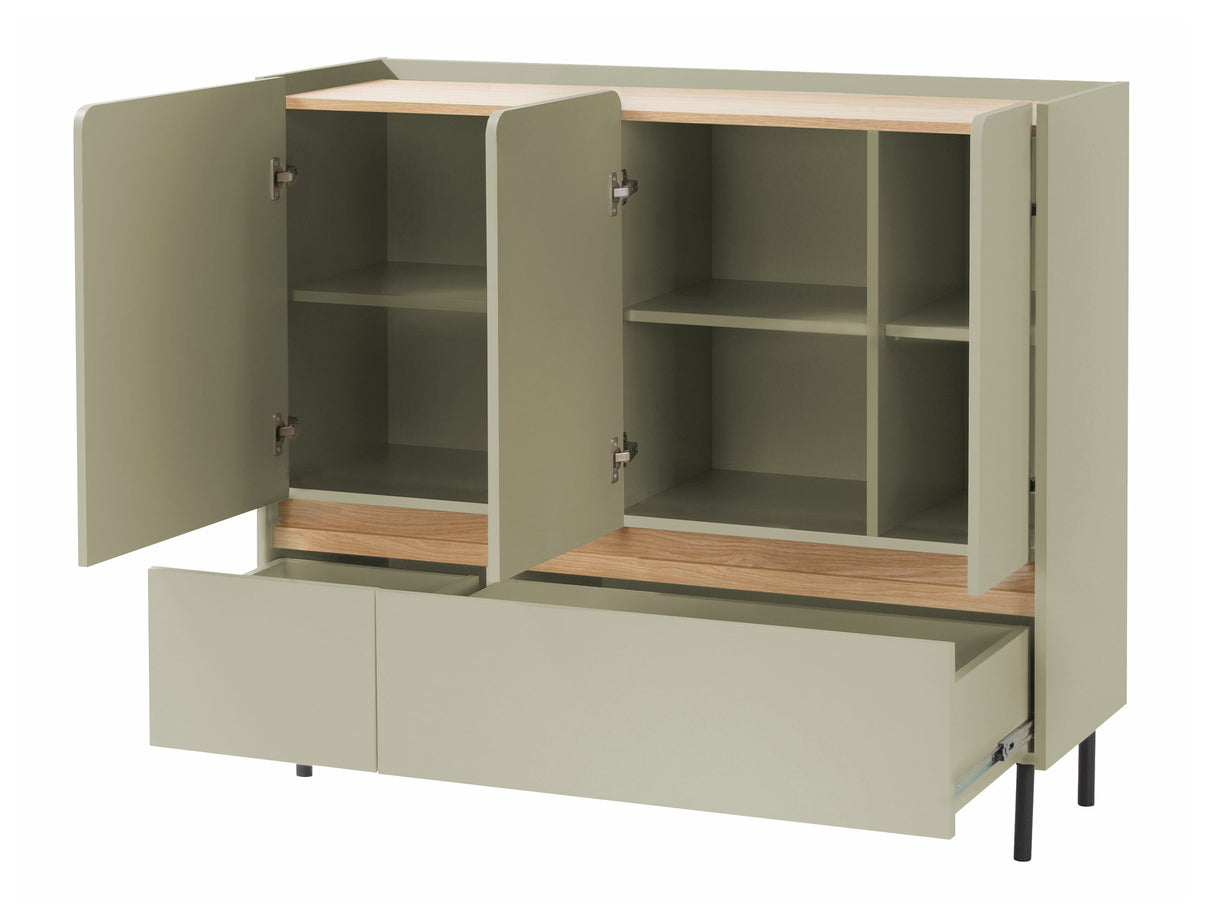 Komód LUCA SYSTEM 7, Szín: Poros zöld + Tölgy