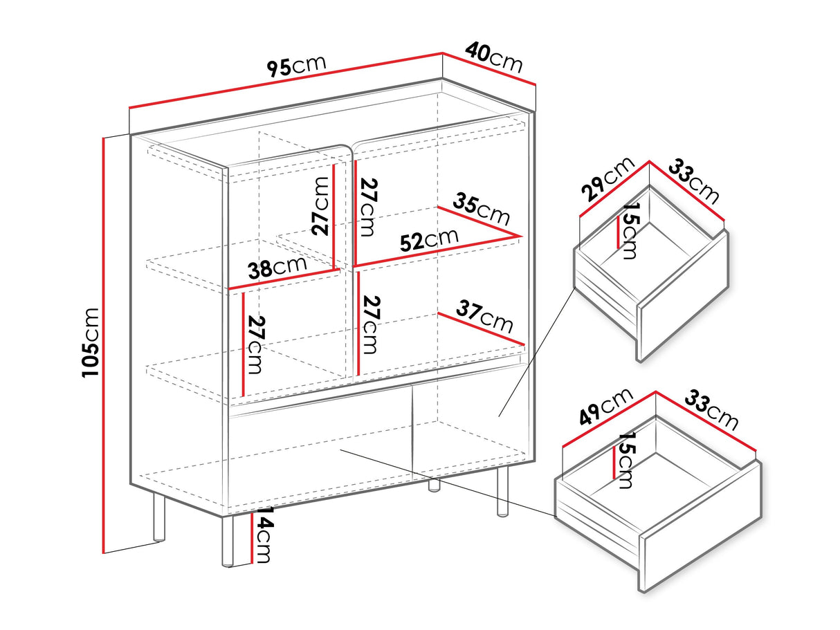 Komód LUCA SYSTEM 9, Szín: + Tölgy