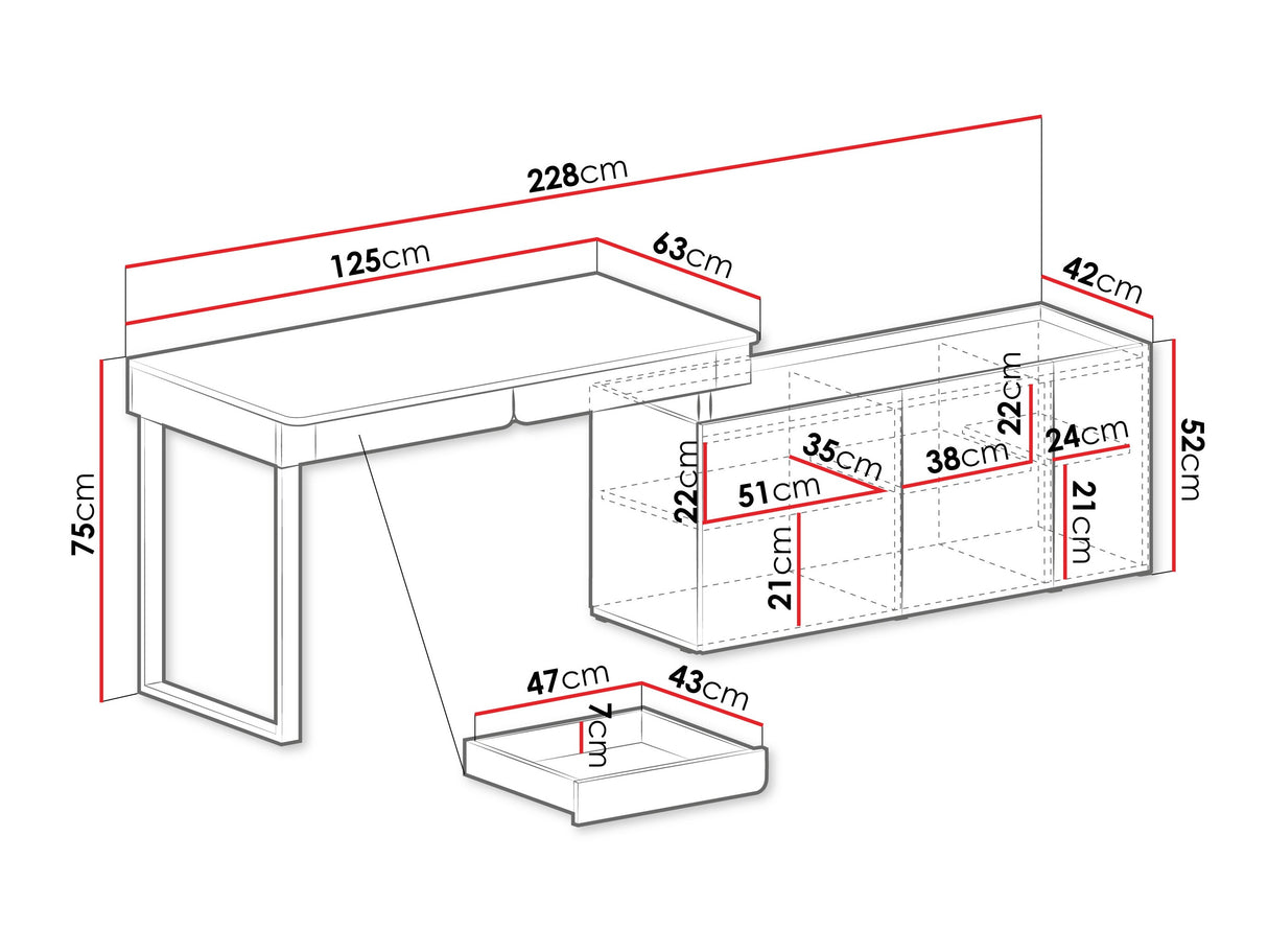 Sarok íróasztal LUCA SYSTEM 10, Szín: Poros zöld + Tölgy