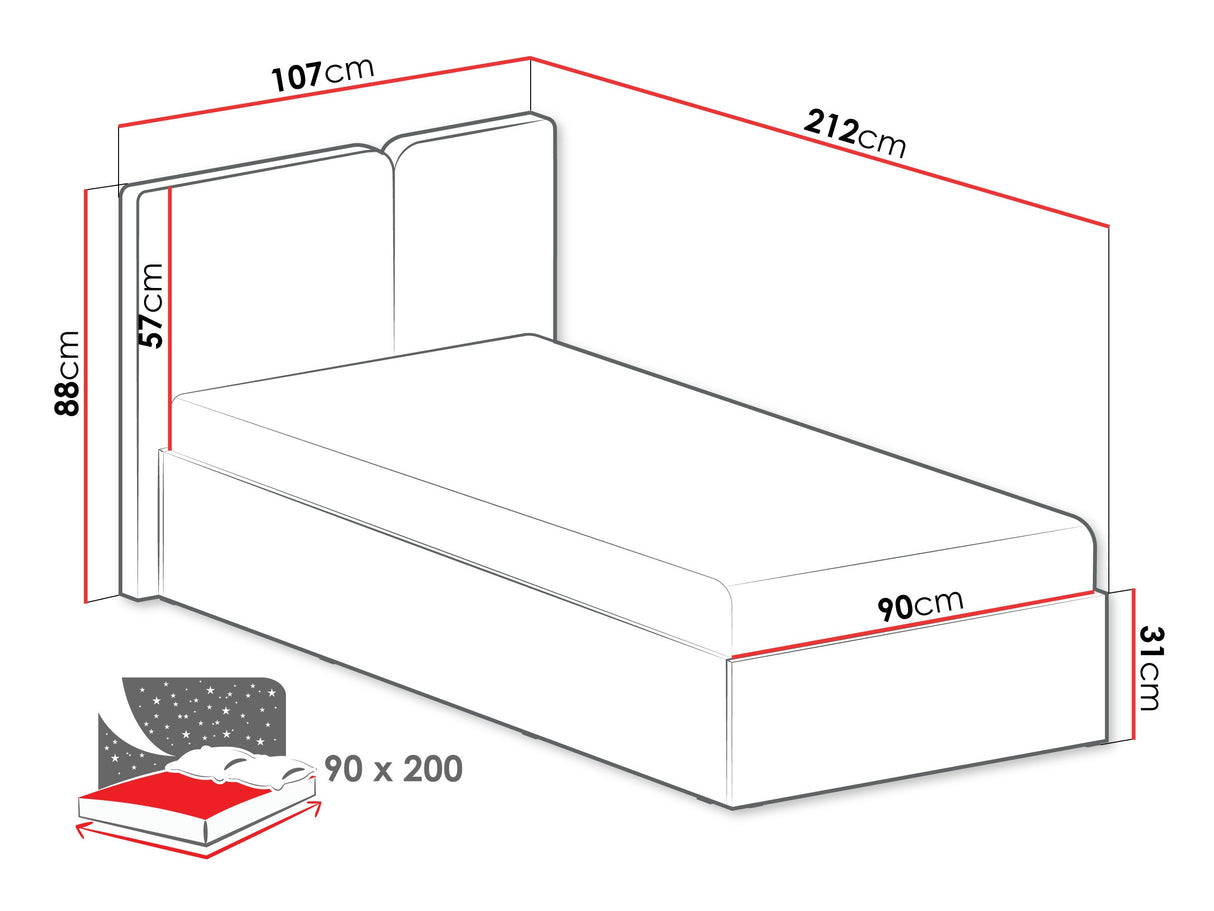 Ágy 90x200/ 120x200 LUCA SYSTEM 13/14, Szín: Poros zöld + Tölgy, Alvó felület mérete: 90 x 200 cm