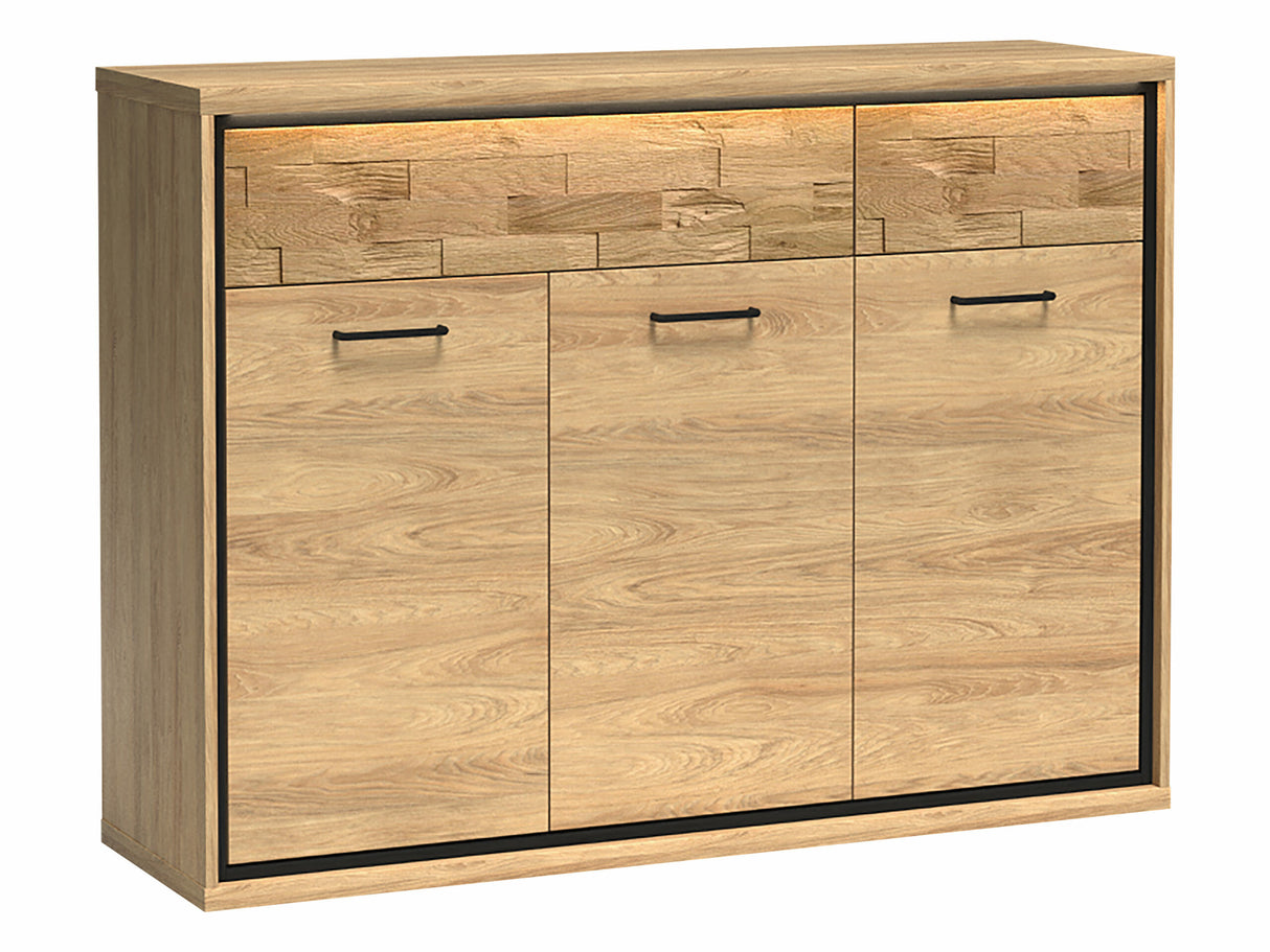 Komód MEDIOLAN 07 (Sarged SR07), Szín: Világos fa + Tölgy, -világítás: Igen, Lábak: Nem 4431528