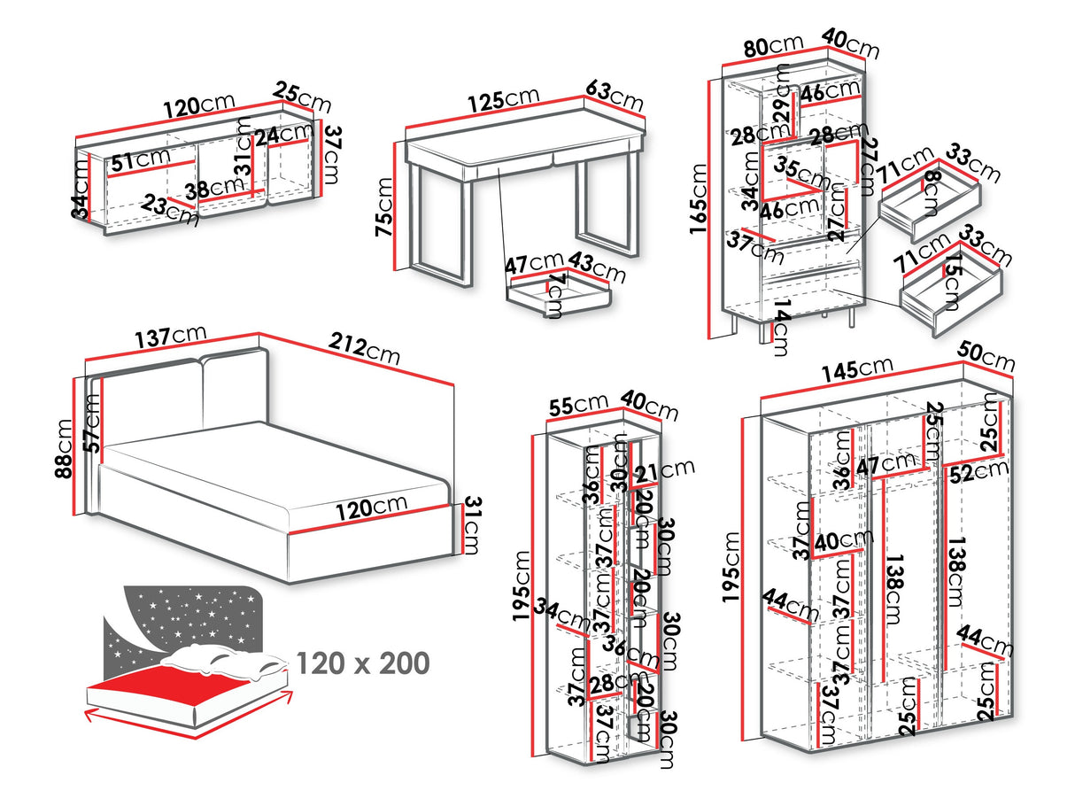 Hálószoba garnitúra LUCA I, Szín: + Tölgy