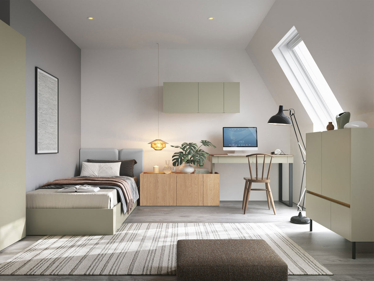 Bútorkészlet LUCA II, Szín: Poros zöld + Tölgy