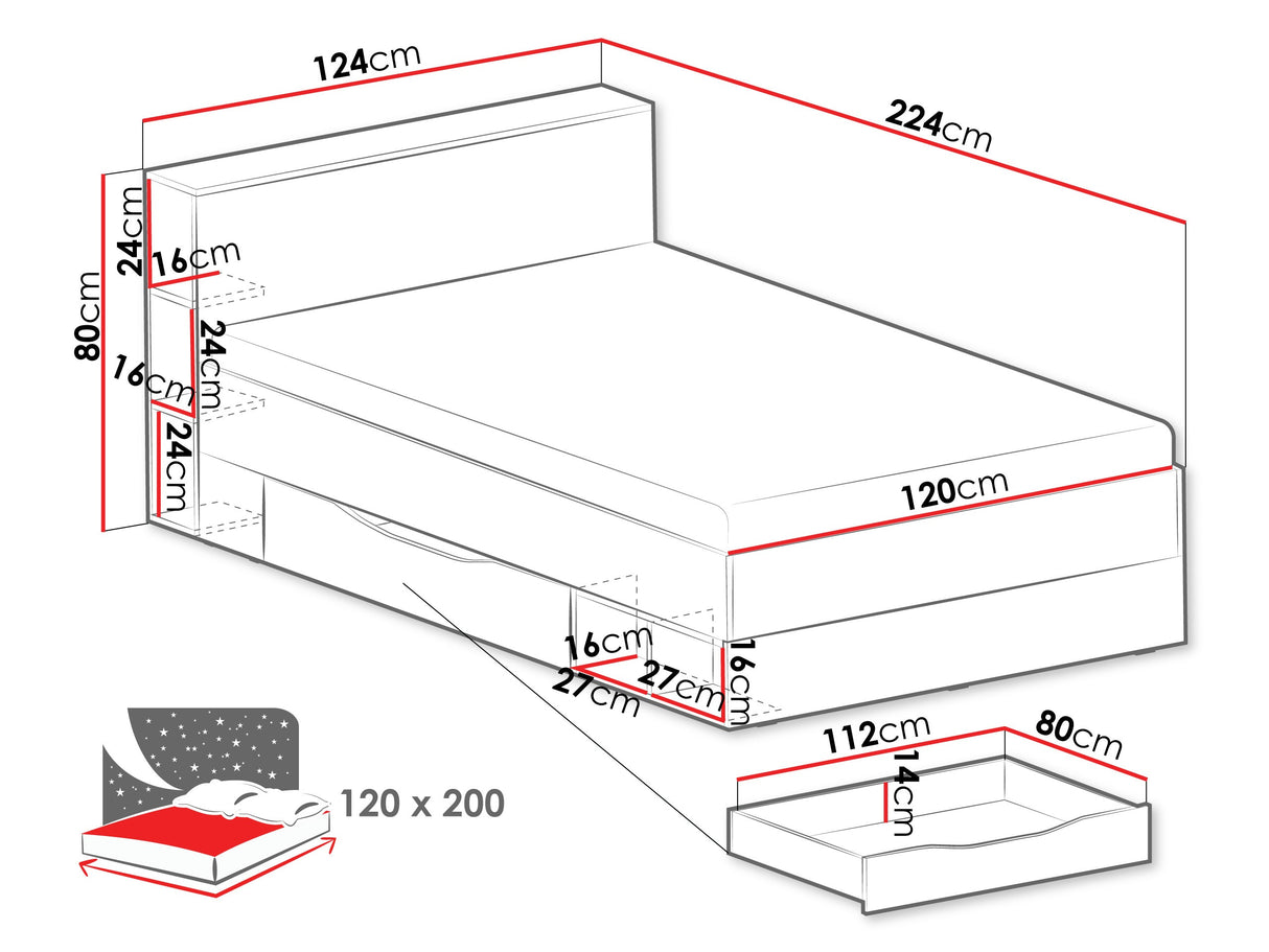 Ágy 120x200 ORO SYSTEM 6 platynemwy + biszkoptowy