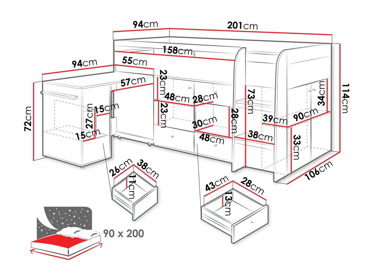 Galériaágy 90x200 ORO SYSTEM 8 platynemwy + biszkoptowy