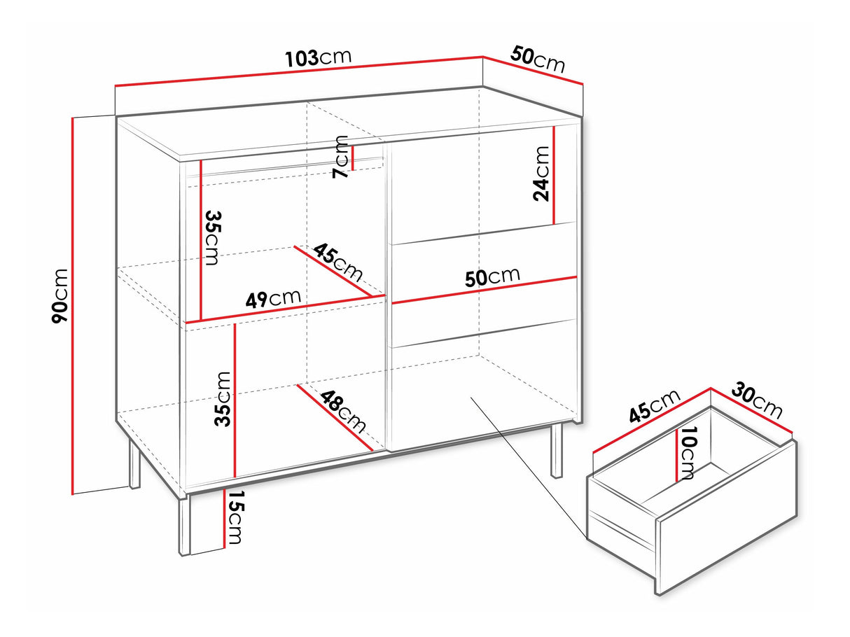 Komód 1D3SZ OZMI, Szín: Fehér 4436642
