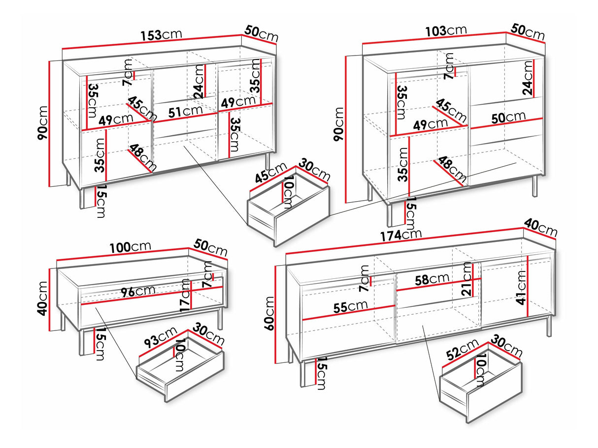 Nappali szett OZMI II, Szín: Fehér, Komód: Igen 4436676