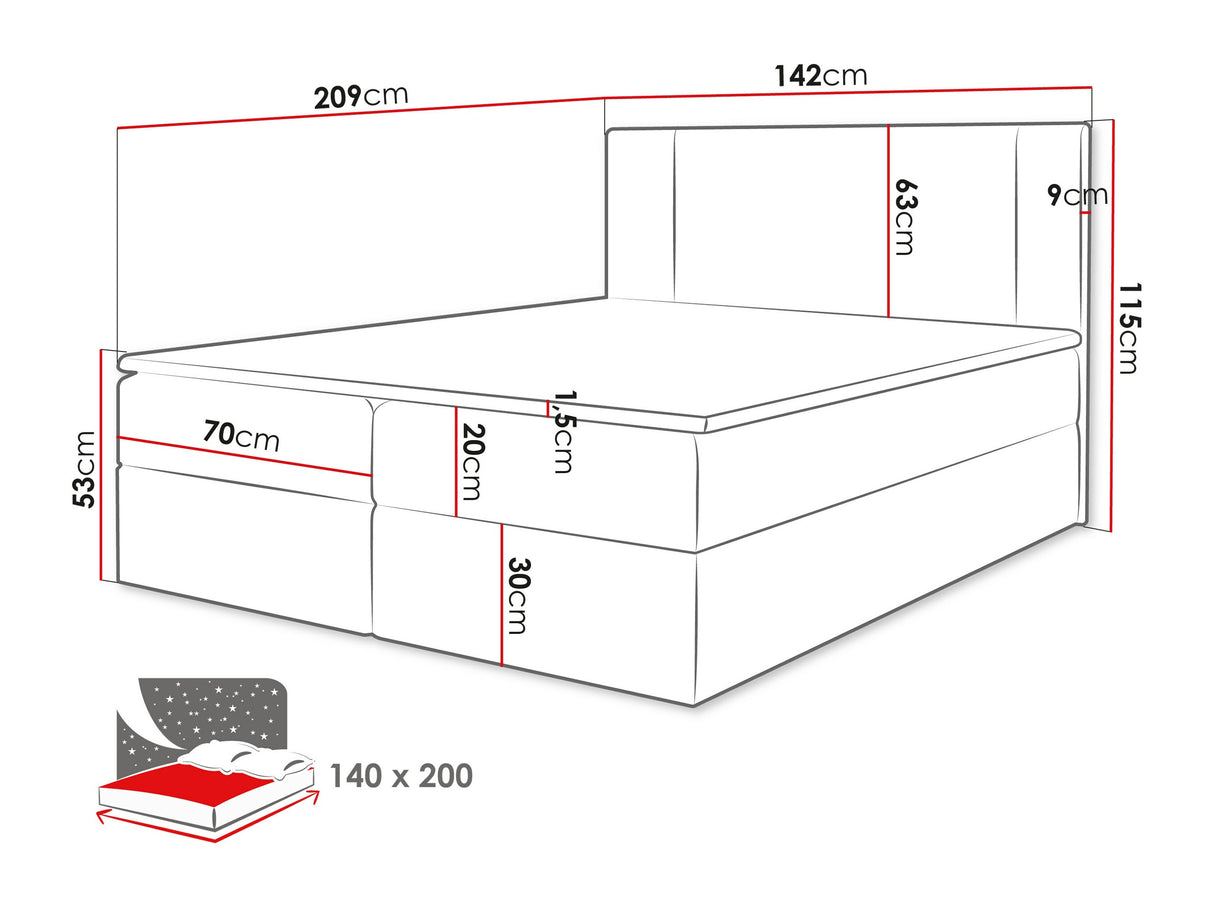 Kontinentális ágy MICHELLE + topper M, Szín: Manila 35, Alvó felület mérete: 140 x 200 cm 4439428
