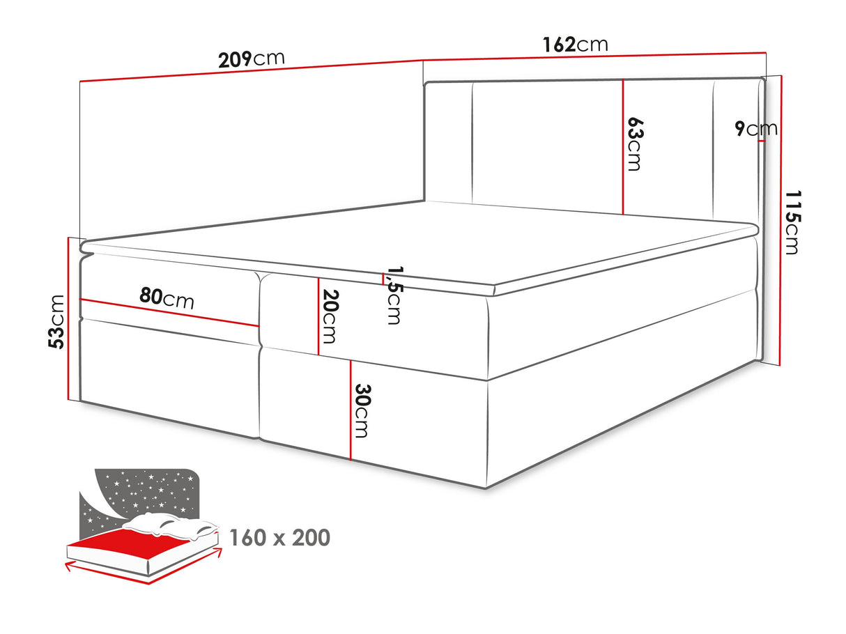 Kontinentális ágy MICHELLE + topper M, Szín: Manila 14, Alvó felület mérete: 160 x 200 cm 4439431