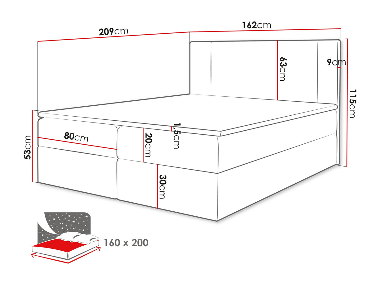 Kontinentális ágy MICHELLE + topper M, Szín: Manila 22, Alvó felület mérete: 160 x 200 cm 4439439