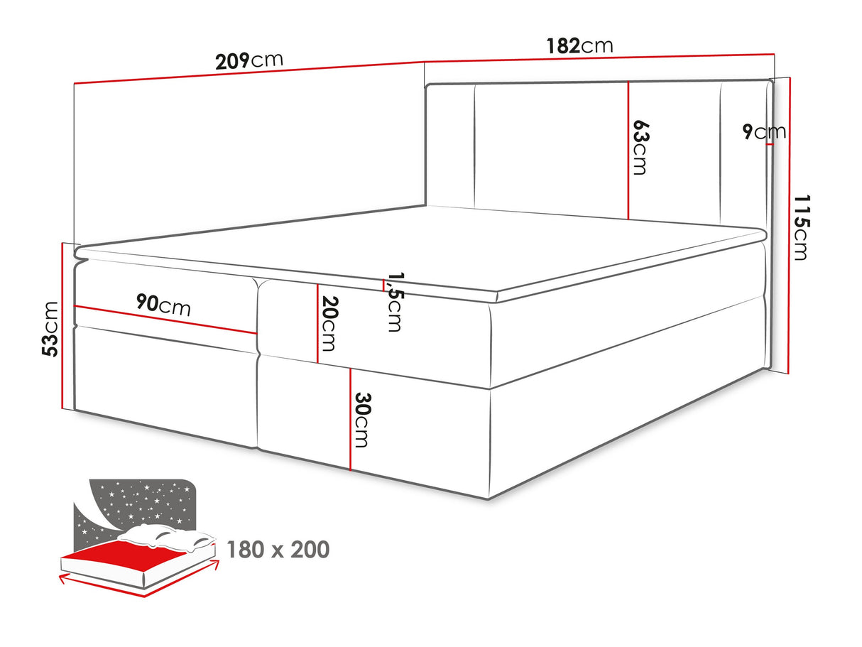 Kontinentális ágy MICHELLE + topper M, Szín: Manila 16, Alvó felület mérete: 180 x 200 cm 4439442