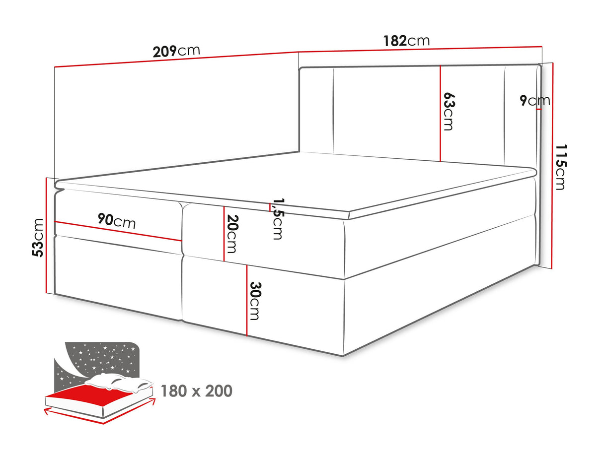Kontinentális ágy MICHELLE + topper M, Szín: Manila 18, Alvó felület mérete: 180 x 200 cm 4439443