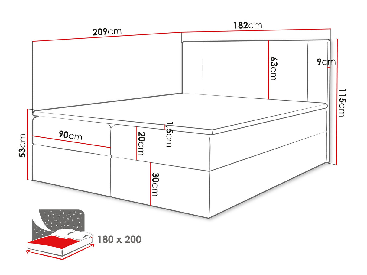Kontinentális ágy MICHELLE + topper M, Szín: Manila 35, Alvó felület mérete: 180 x 200 cm 4439445