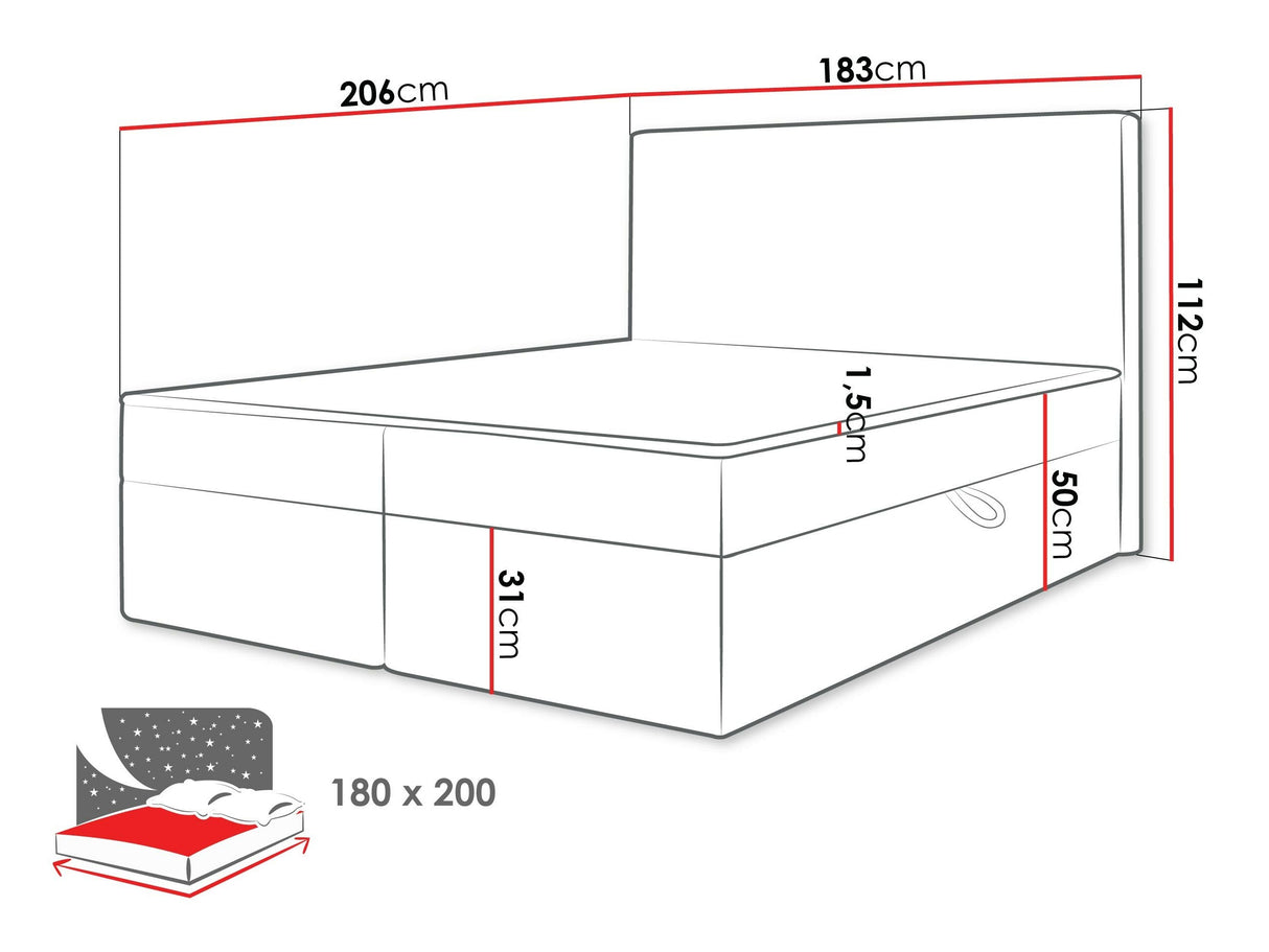 Kontinentális ágy WOKIO, Szín: Ambience 01, Alvó felület mérete: 180 x 200 cm 4439472