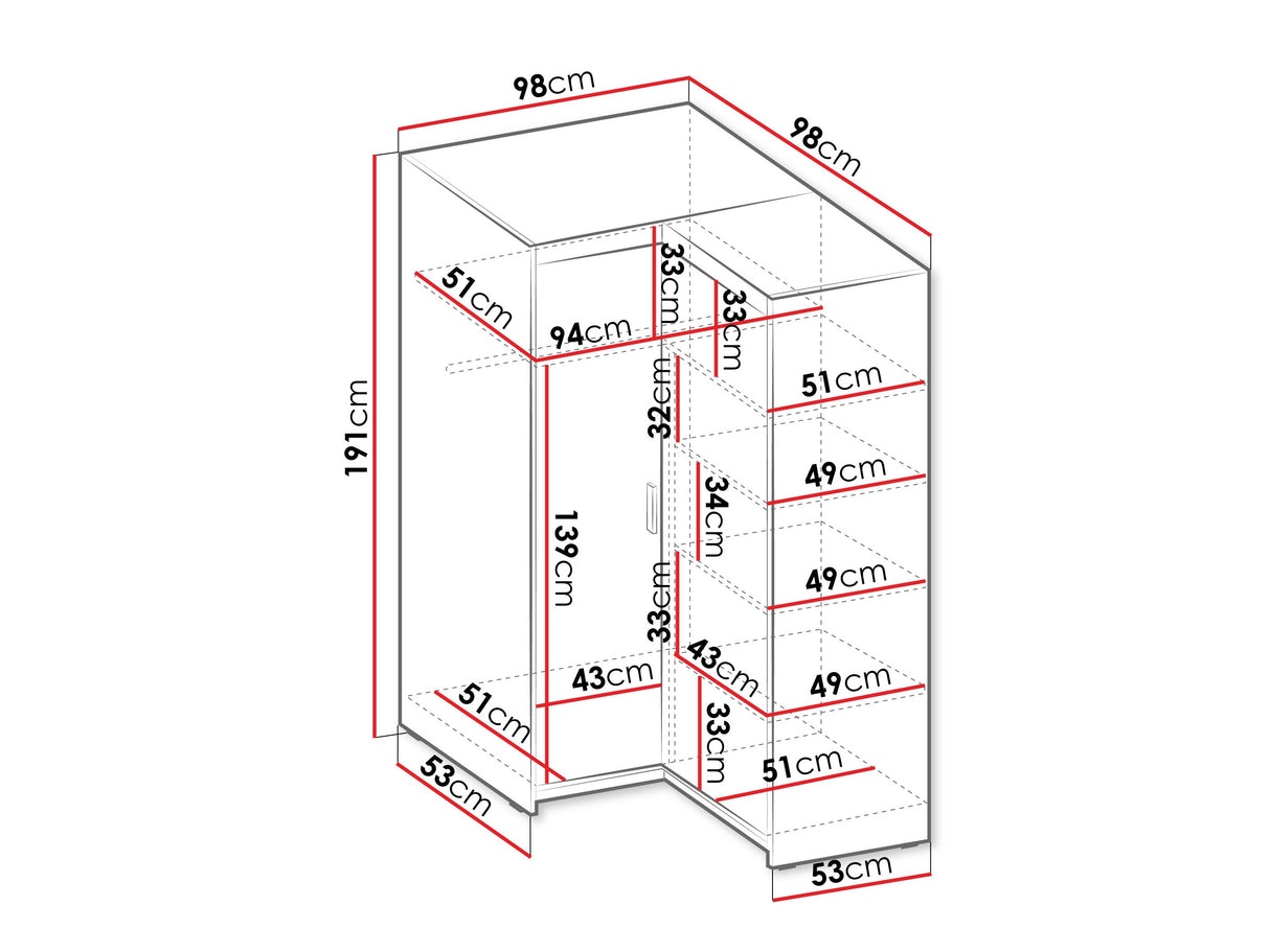 Sarokszekrény ELENA 2D NAROŻNA, Szín: