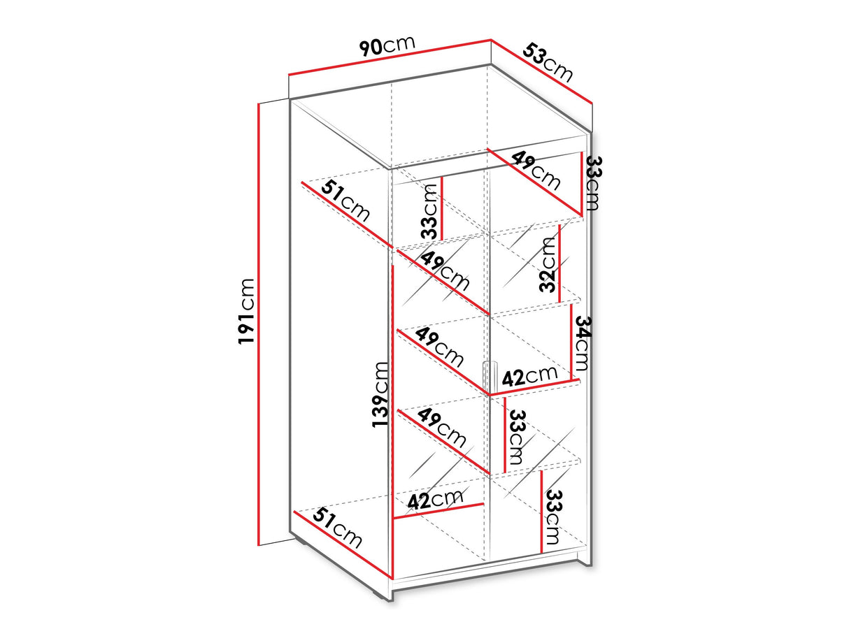 Gardróbszekrény ELENA 2D, Szín: Tölgy