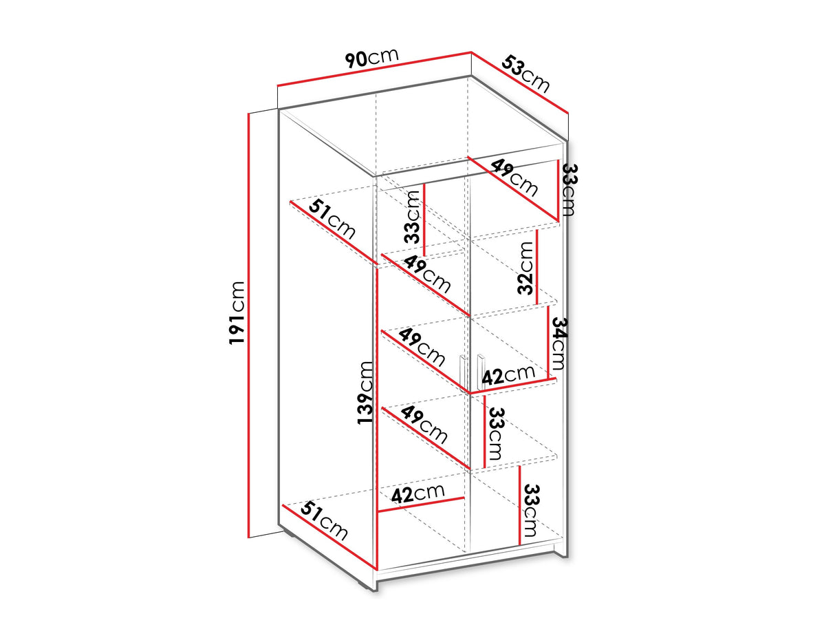 Gardróbszekrény Elena (Melen 2D), Szín: Tölgy
