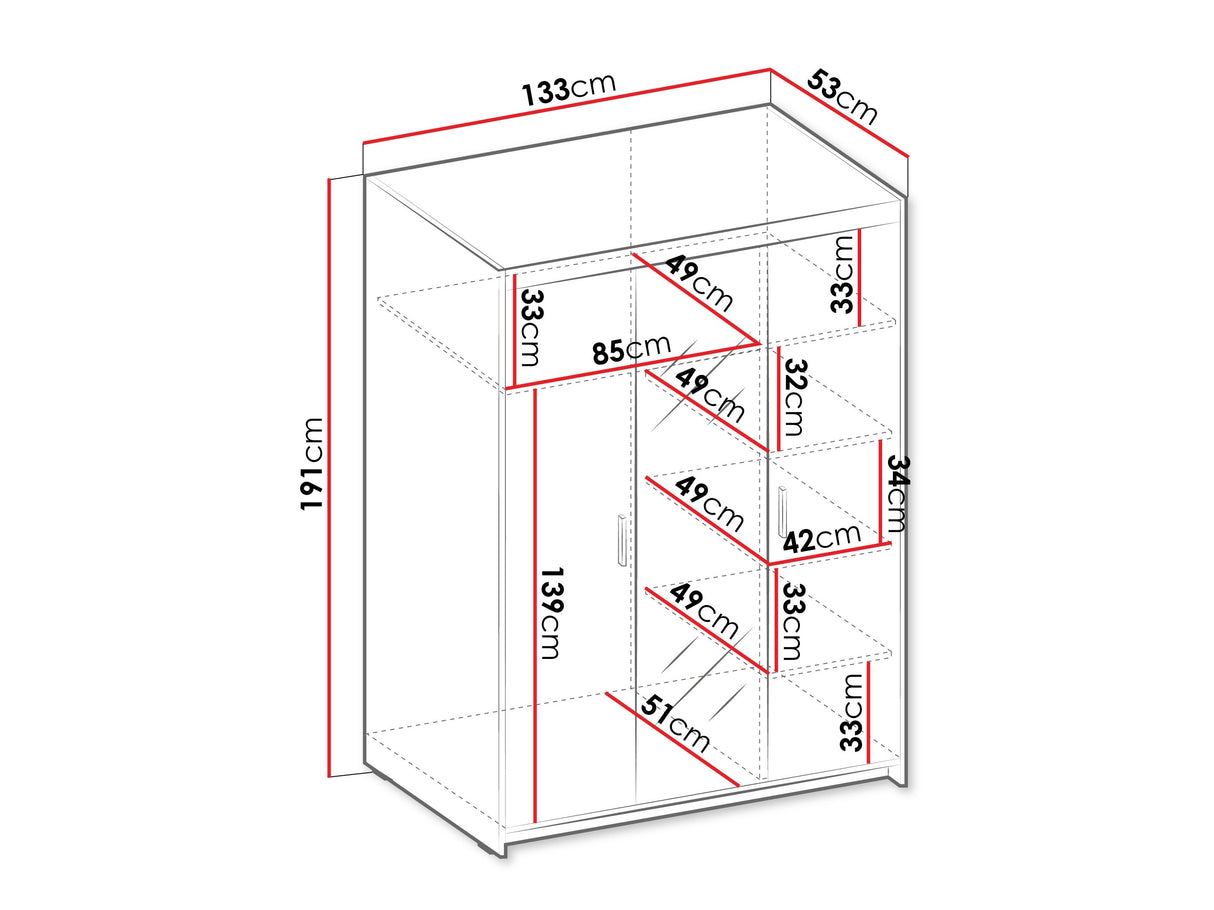 Gardróbszekrény Elena (Melen 3D) II, Szín: Tölgy