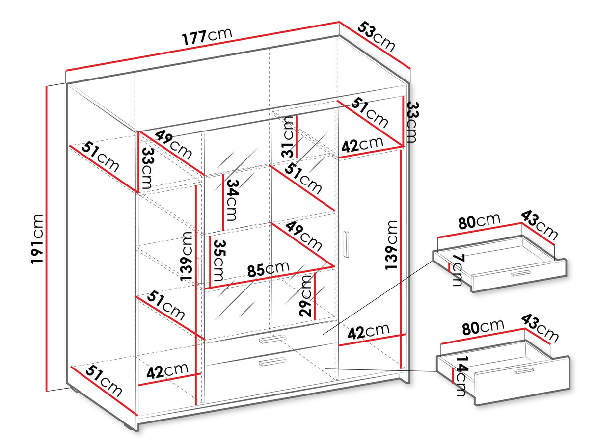 Gardróbszekrény ELENA (Melen 4D) III, Szín: Tölgy