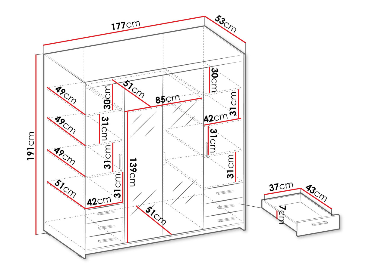 Gardróbszekrény ELENA 4D6S, Szín: