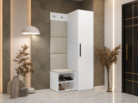 Előszoba garnitúra Garderoba MEDI III, Keret színe: Fehér, Puha falpanel színe: Manila 02 4451842