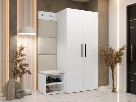 Előszoba garnitúra Garderoba MEDI IV, Keret színe: Fehér, Puha falpanel színe: Manila 02 4452008