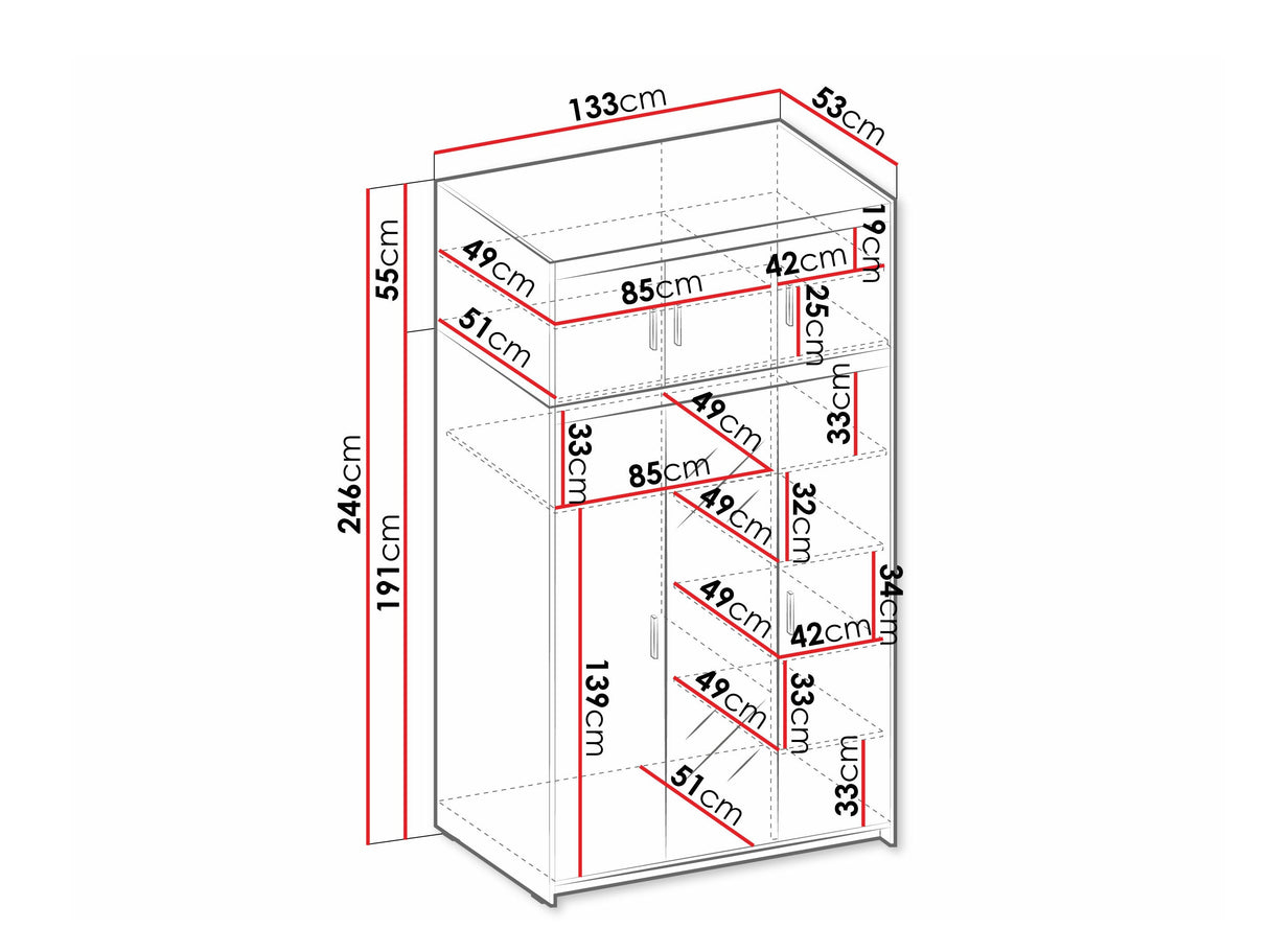 Gardróbszekrény ELENA (Melen 3D) IV, Szín: Sonoma tölgy 4452846