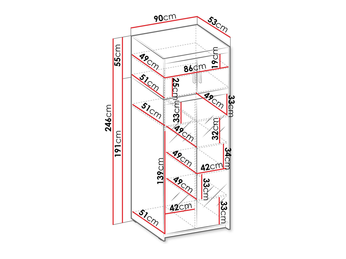 Gardróbszekrény Elena 2D +, Szín: Tölgy