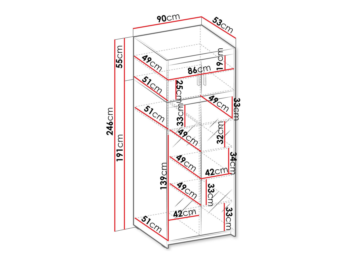Gardróbszekrény Elena 2D +, Szín: