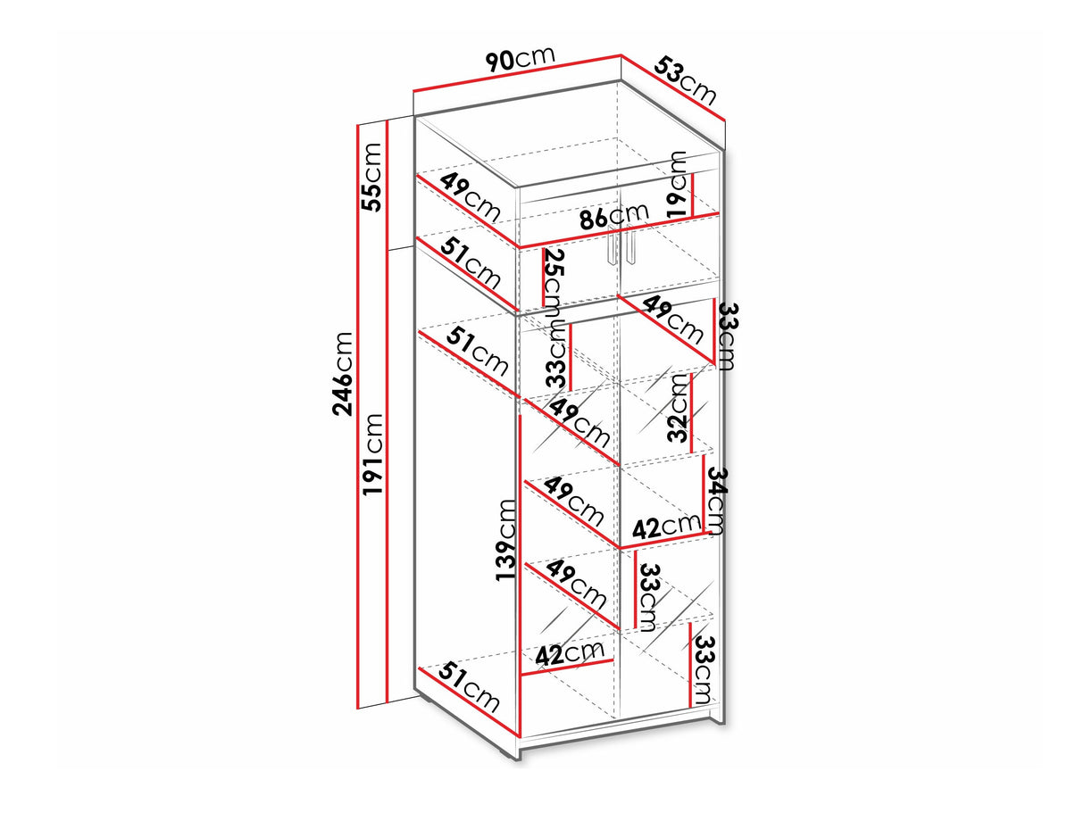 Gardróbszekrény ELENA 2D +, Szín: Lefkas tölgy 4452925